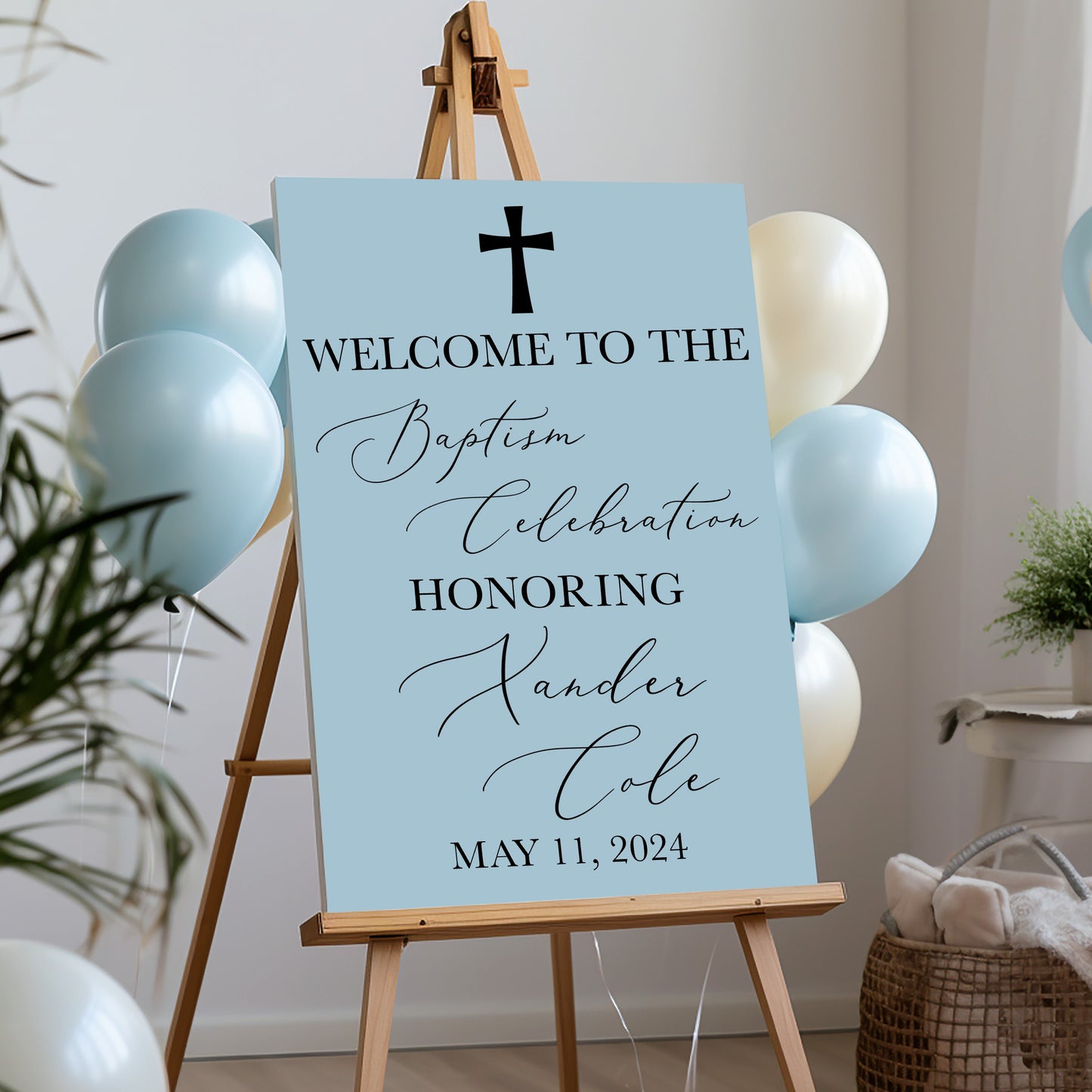 Custom Baptism Welcome Sign Decal, Catholic Celebration Decor