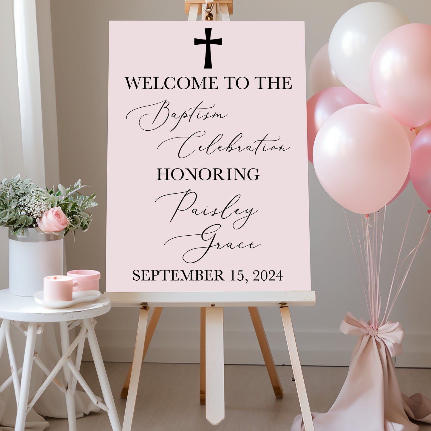 Custom Baptism Welcome Sign Decal, Catholic Celebration Decor