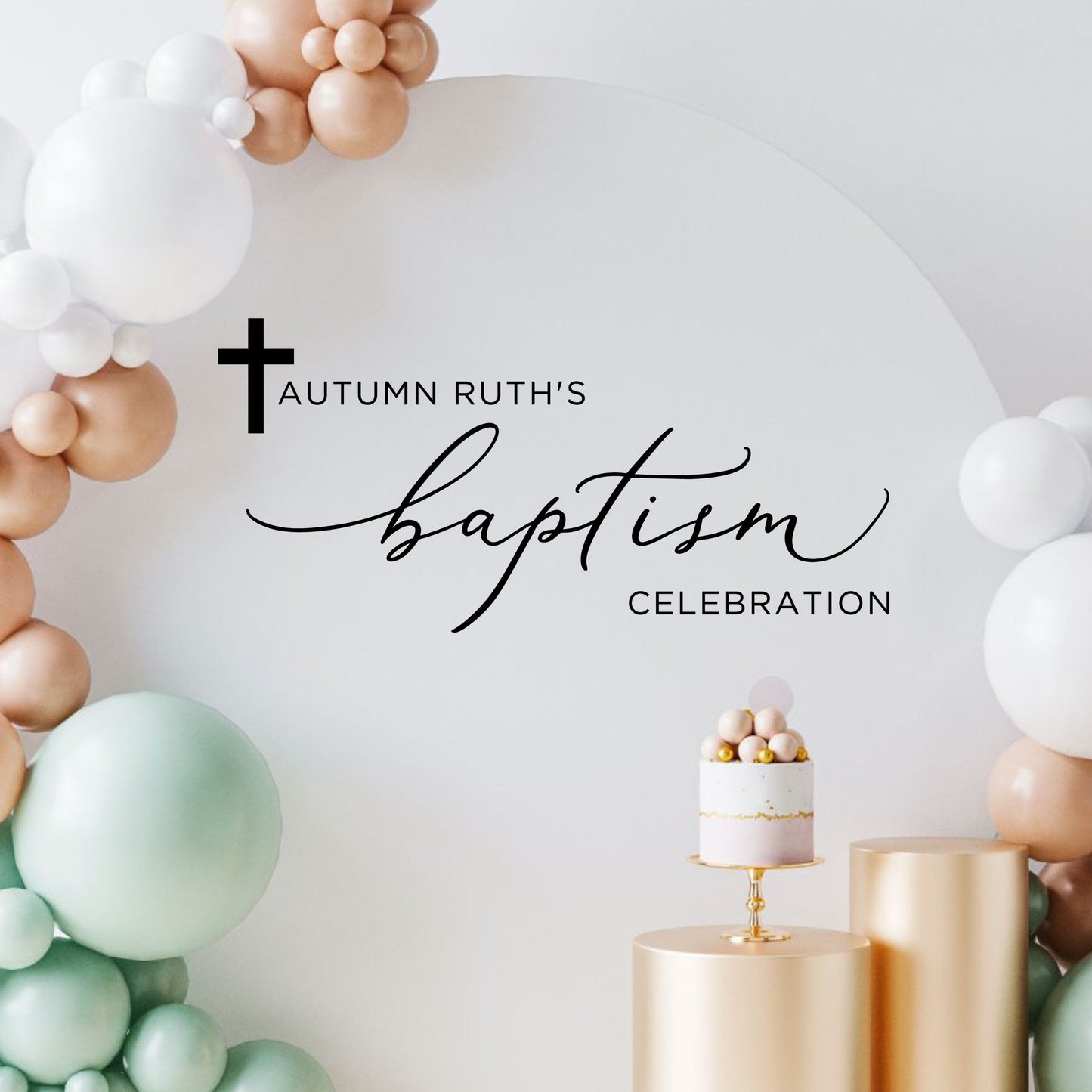 Custom Welcome Baptism Sign, Sticker for Balloon Arch Party Decor