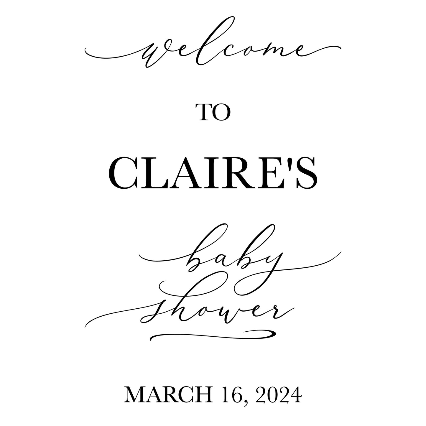 Personalized Baby Shower Decal, Welcome Baby, Custom Event Date Sign