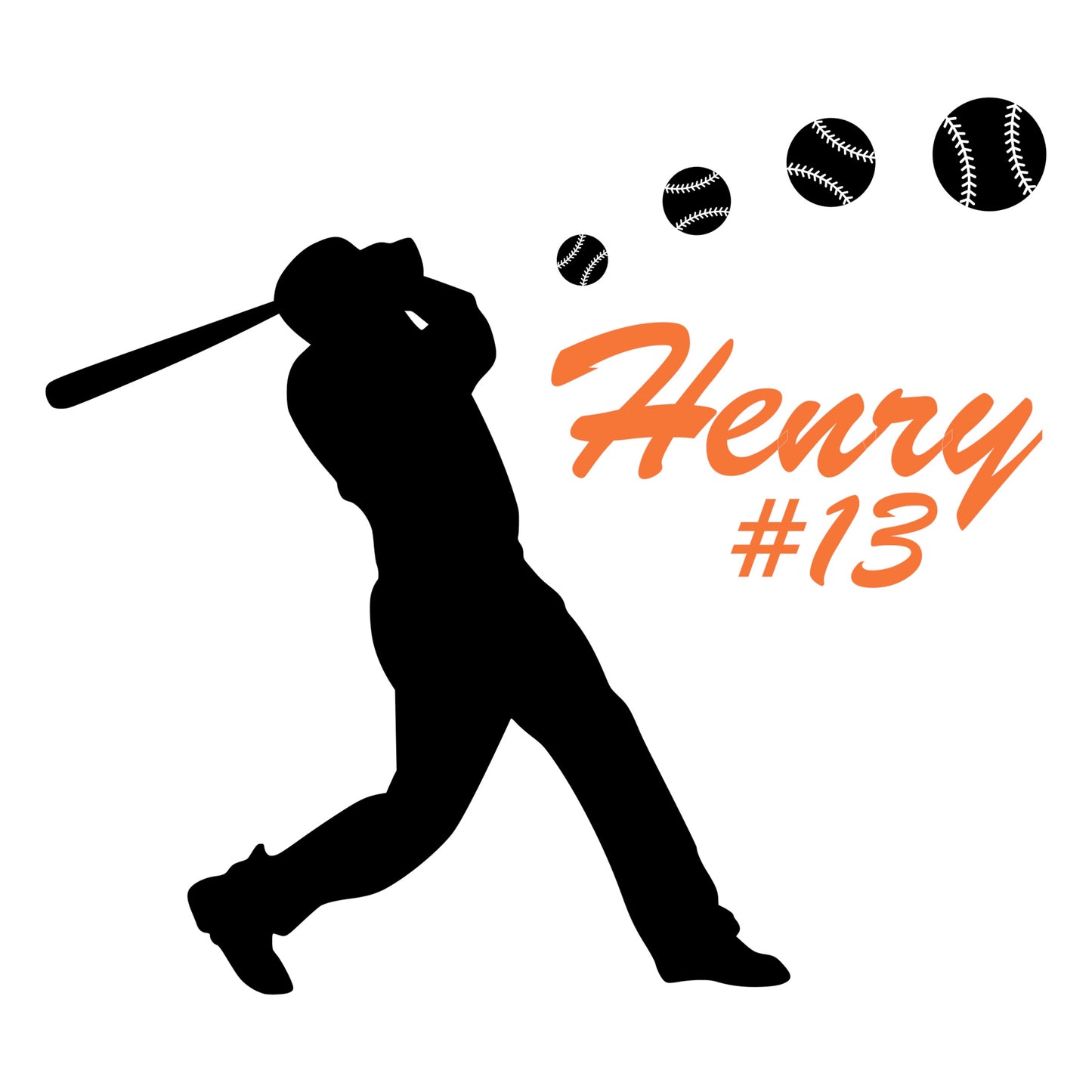 Personalized Baseball Batter Up Wall Decal - Boys Name Baseball Sticker