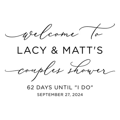 Couples Wedding Shower Countdown Decal, Personalized Co-Ed Shower Sign