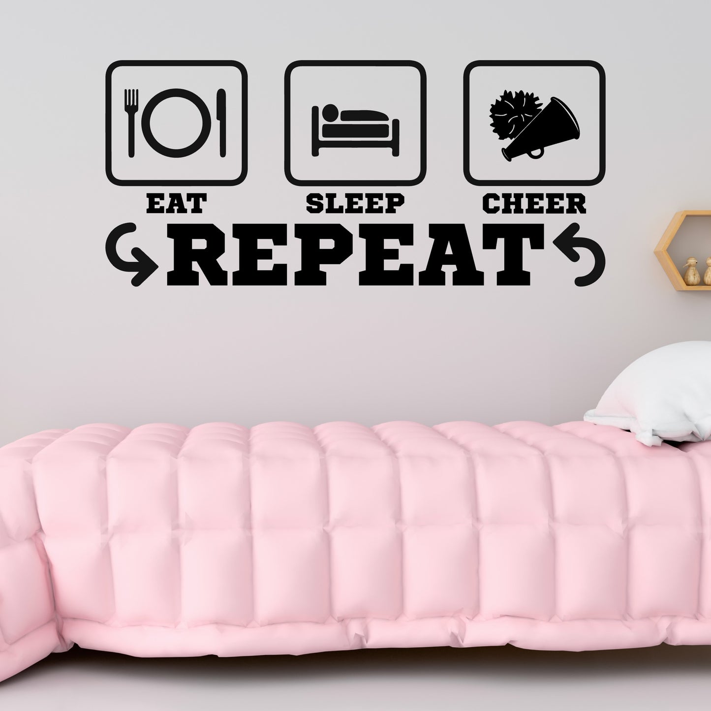Eat Sleep Cheer Repeat Wall Decal - Gift for Cheerleader