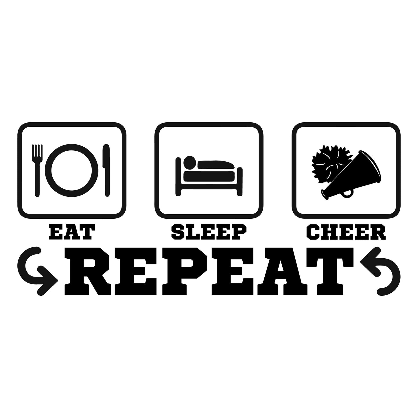 Eat Sleep Cheer Repeat Wall Decal - Gift for Cheerleader