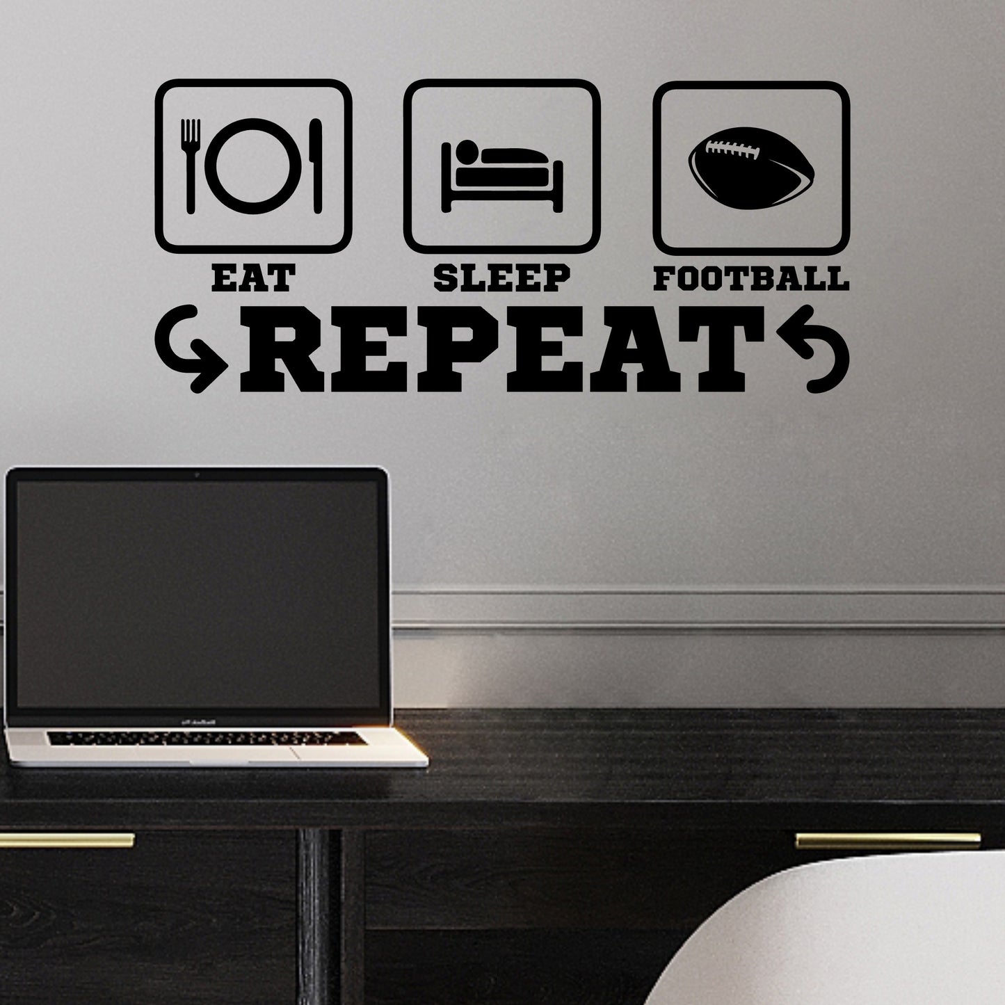 Eat Sleep Football Repeat Wall Decal - Gift for Football Player