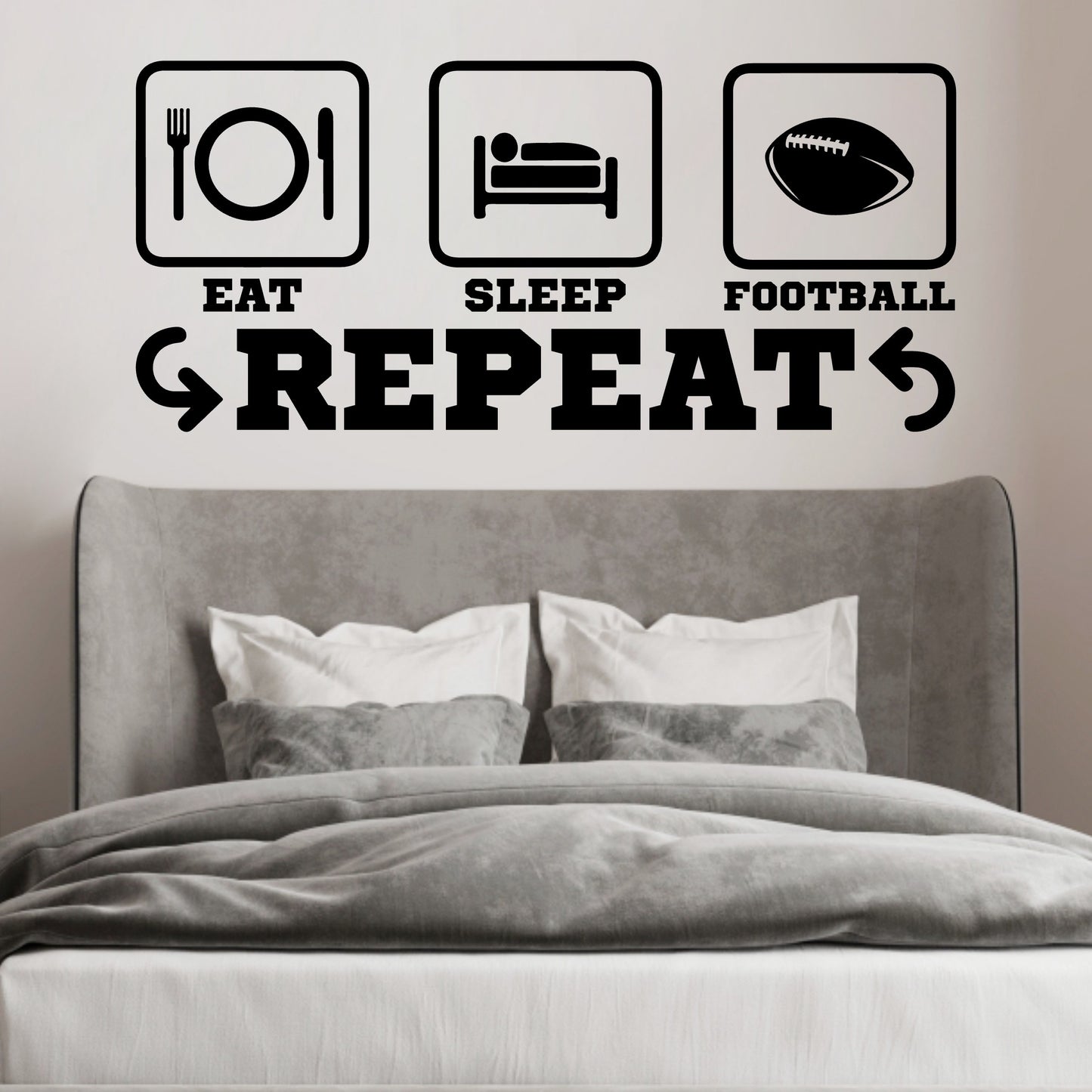Eat Sleep Football Repeat Wall Decal - Gift for Football Player