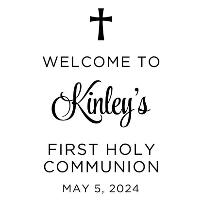 First Holy Communion Welcome Sign Decal, Catholic Party Decoration