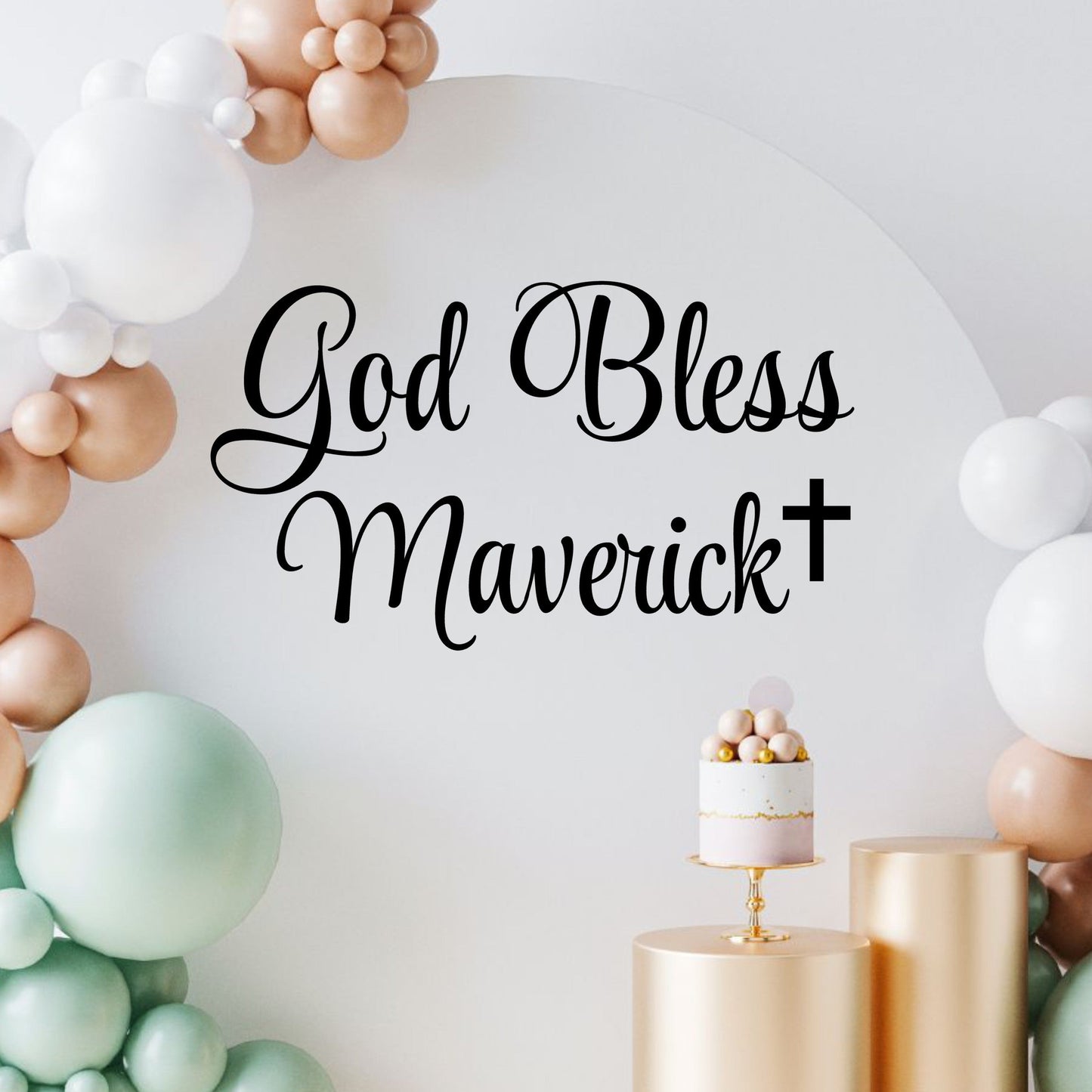 Custom "God Bless" Vinyl Decal – Personalized Religious Decor