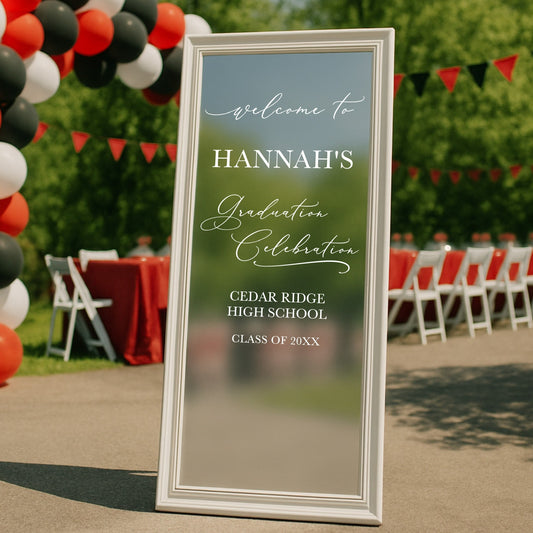 Graduation Mirror Decal – DIY Personalized Party Welcome Sign