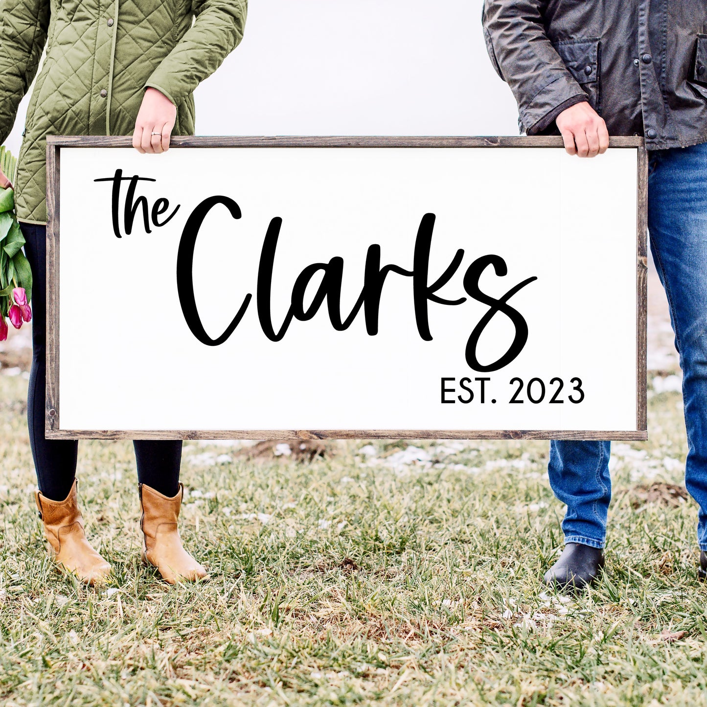 Last Name Sign Decal, Family Established, Entryway Wall Decor