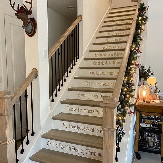 12 Days of Christmas Stair Riser Vinyl Decals Stickers