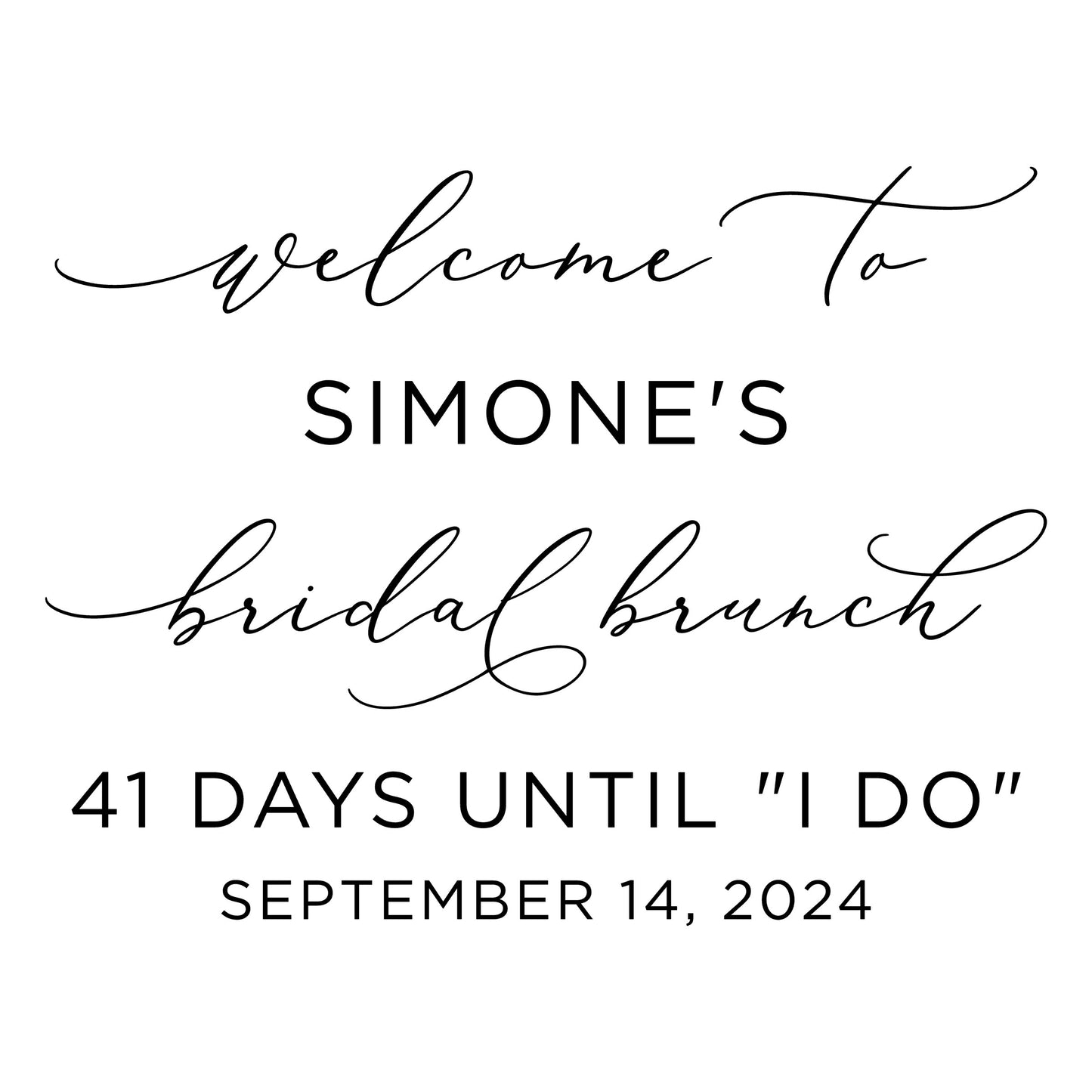 Personalized Bridal Brunch Sign, Customizable Vinyl Decal, Wedding Countdown Decor
