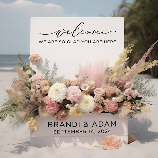 Personalized Wedding Decal for Flower Box Sign, Bridal Shower Decor