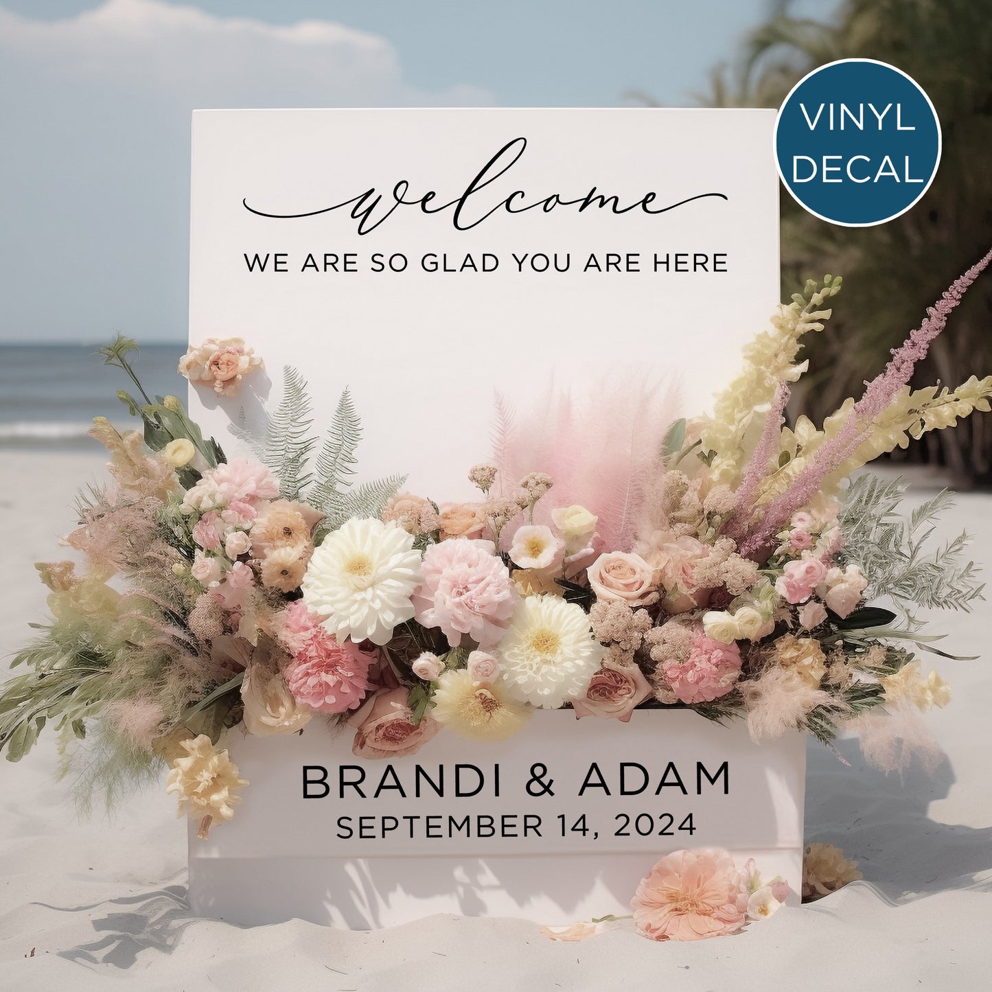 Personalized Wedding Decal for Flower Box Sign, Bridal Shower Decor