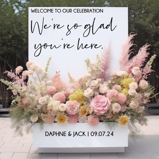 Welcome to our Celebration Decal for Wedding Reception Flower Box Sign