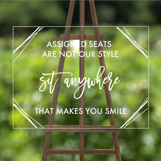No Seating Chart - Sit Anywhere Wedding Sign - Wedding Decals