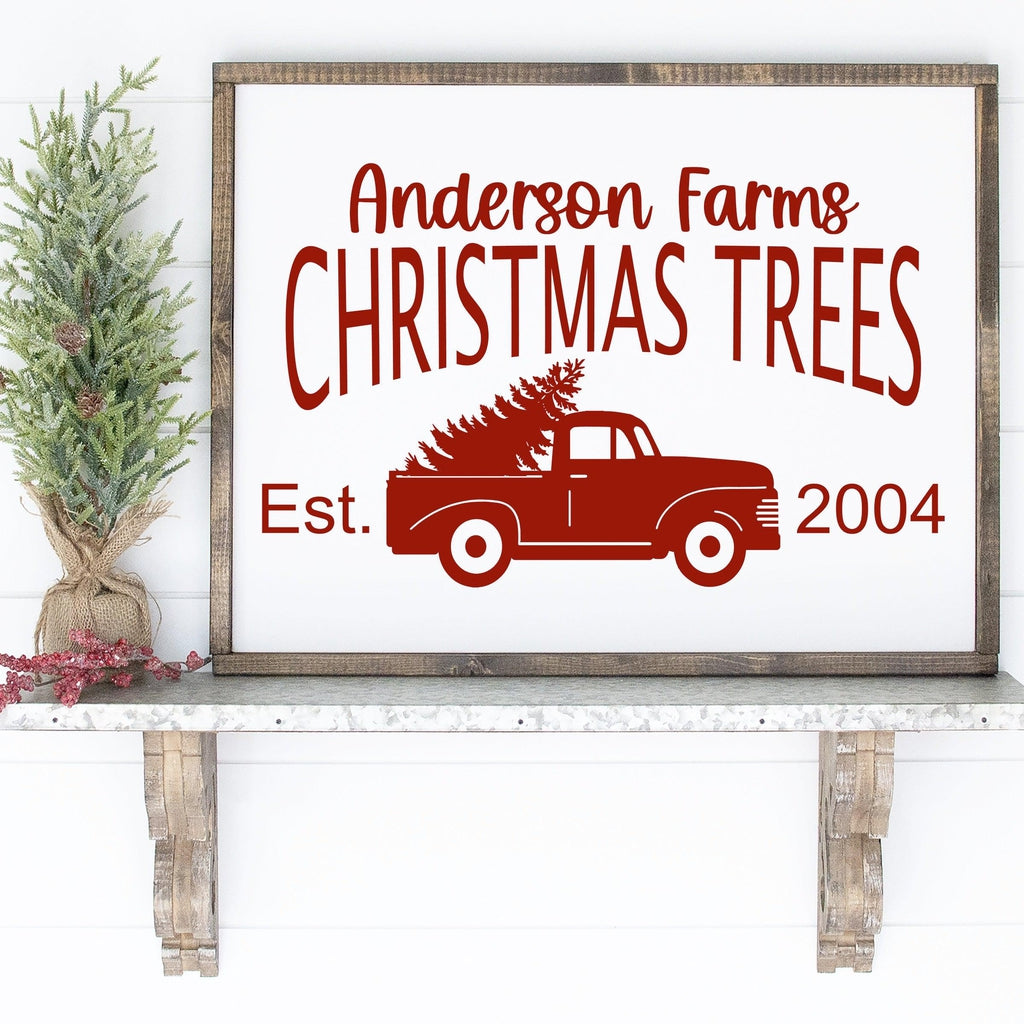 Personalized Christmas Tree Box Decoration - Farmhouse Truck Decal
