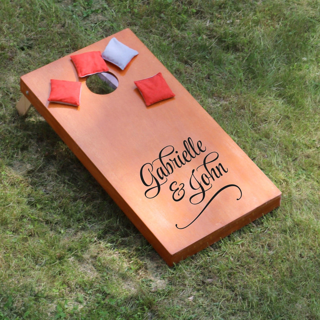 Cornhole Board Decals - Custom Decals for Backyard Wedding Games - Set of 2