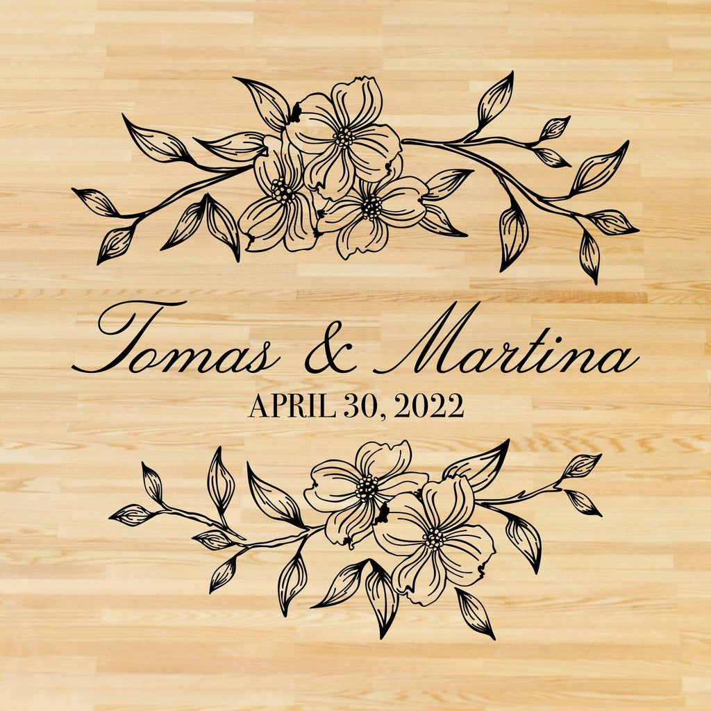 Dogwood Floral Wedding Dance Floor Decal - Wedding Flower Decor For Reception