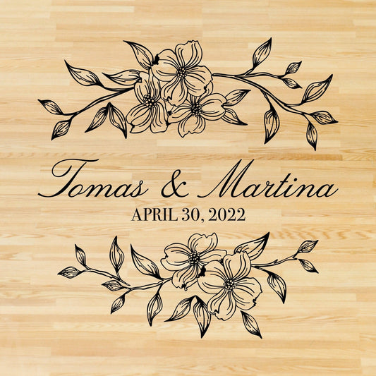 Dogwood Floral Wedding Dance Floor Decal - Wedding Flower Decor For Reception
