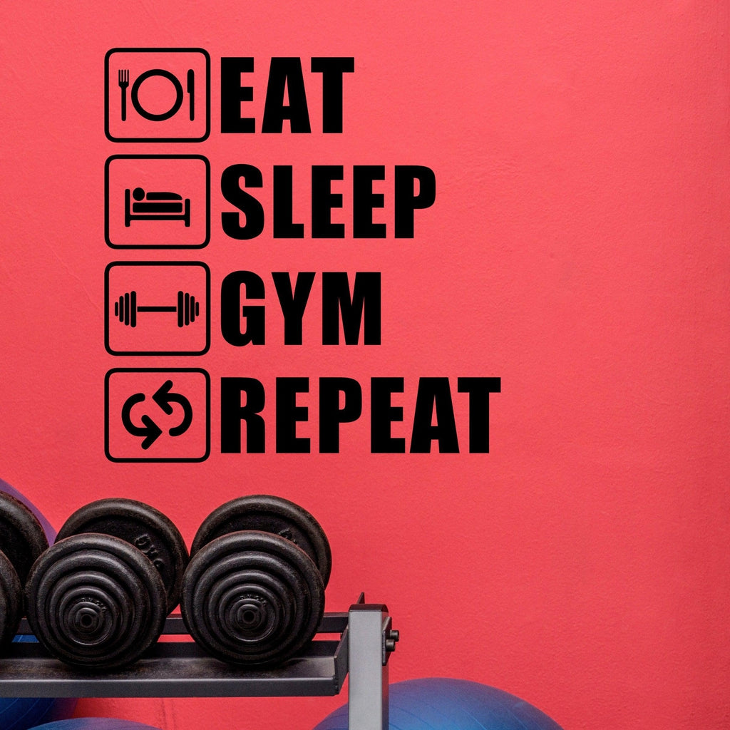 Eat Sleep Gym Repeat Wall Decal for Home Workout Room