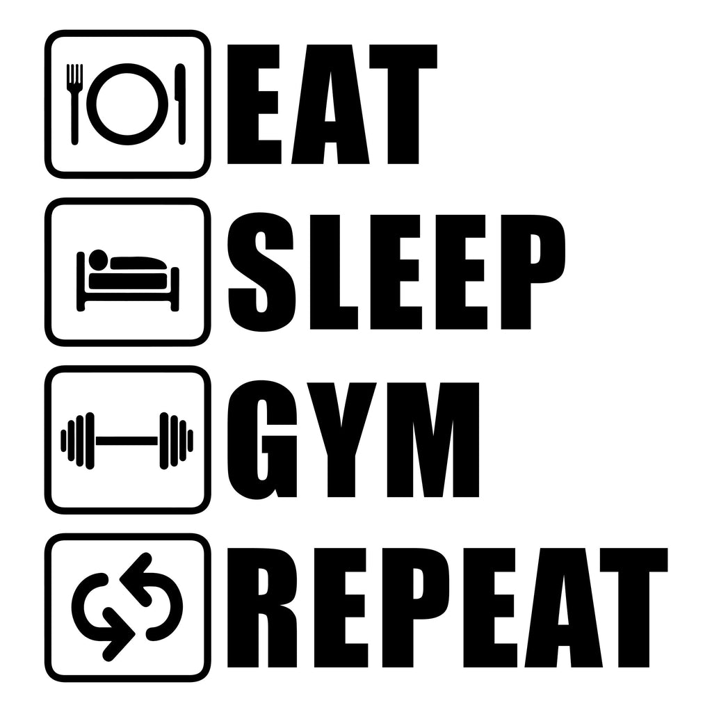 Eat Sleep Gym Repeat Wall Decal for Home Workout Room