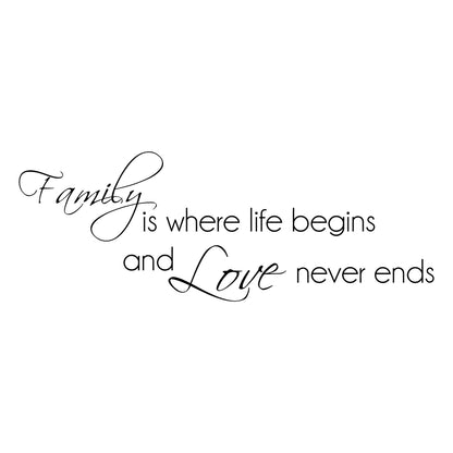 "Family is Where Life Begins and Love Never Ends" Inspirational Wall Decal
