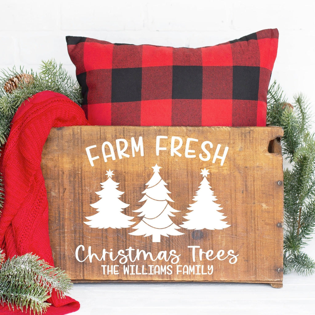 Farm Fresh Christmas Trees Sign Decal - Personalized Christmas Decor