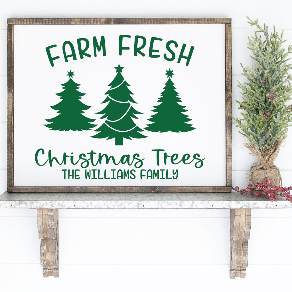 Farm Fresh Christmas Trees Sign Decal - Personalized Christmas Decor