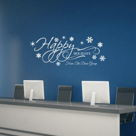 Personalized Happy Holidays Wall Decal Christmas Wall Decor