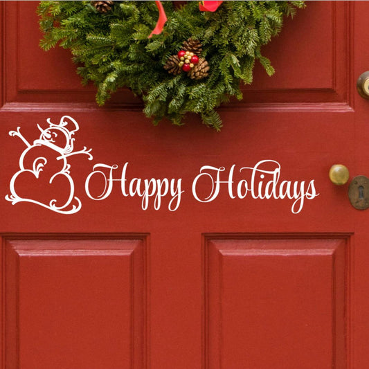 Christmas Door Decal Vinyl Happy Holiday Front Door Removable Sticker