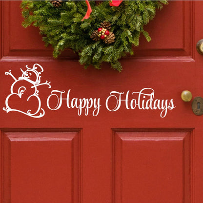 Christmas Door Decal Vinyl Happy Holiday Front Door Removable Sticker