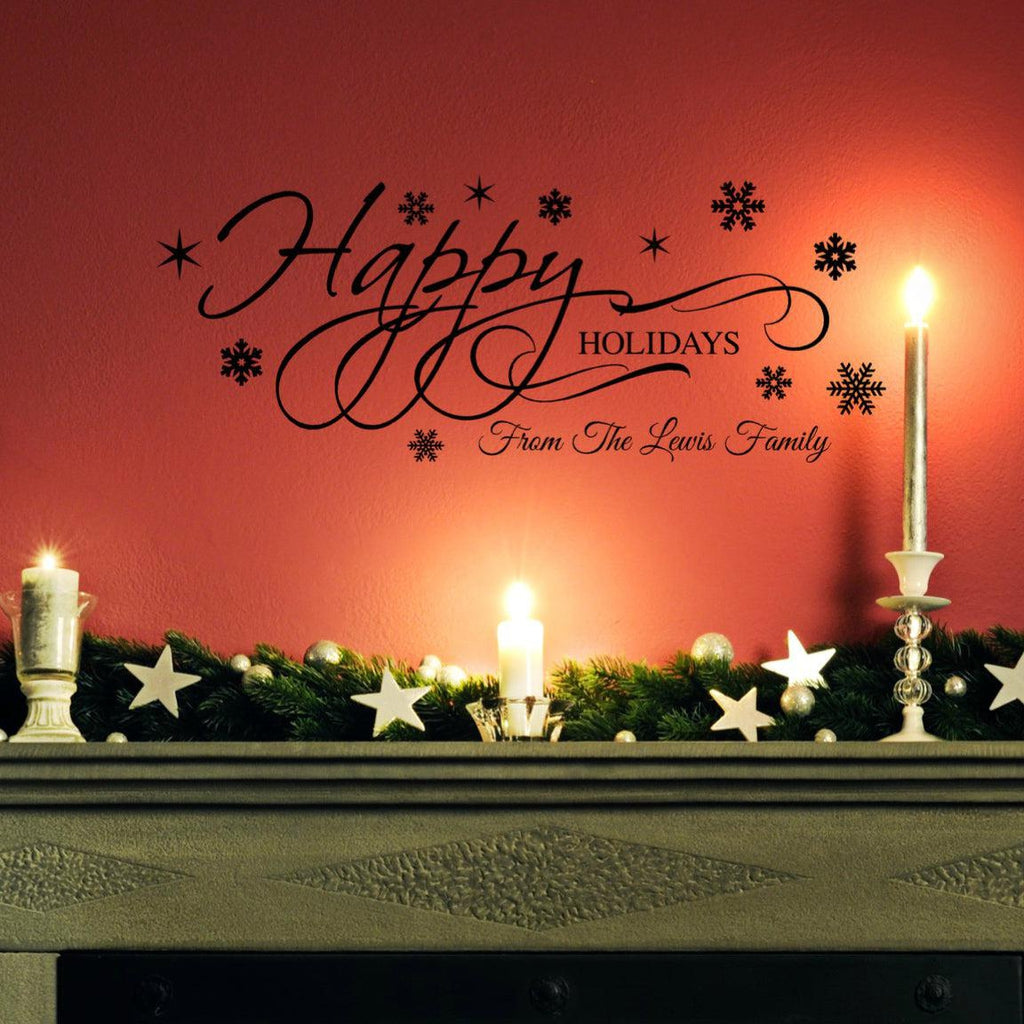Personalized Happy Holidays Wall Decal Christmas Wall Decor