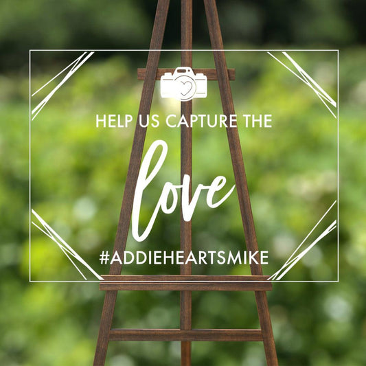 Wedding Hashtag Sign Decal - Geometric DIY Wedding Decor