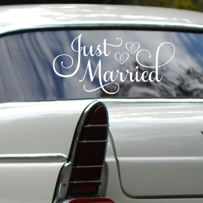 "Just Married" Custom Vinyl Car Window Decal