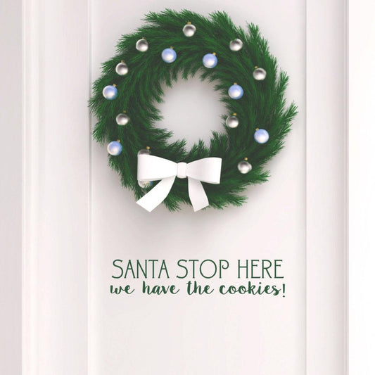 Christmas Door Santa Stop Here Vinyl Decal Removable