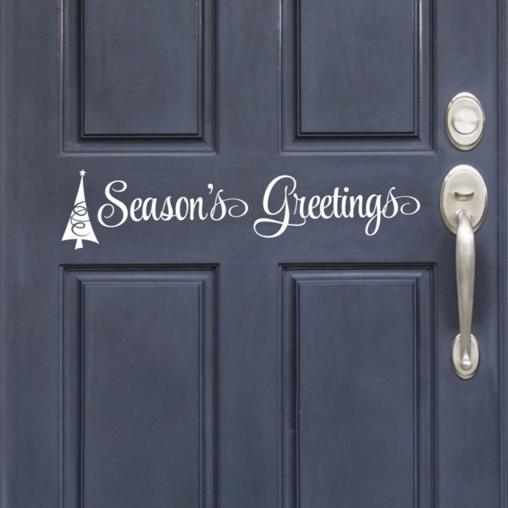 Vinyl Season's Greetings Front Door Removable Sticker Door Decal