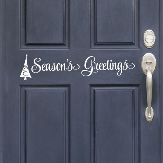 Vinyl Season's Greetings Front Door Removable Sticker Door Decal