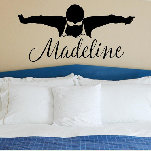 Custom Female Swimmer Vinyl Wall Sticker Removable Decal