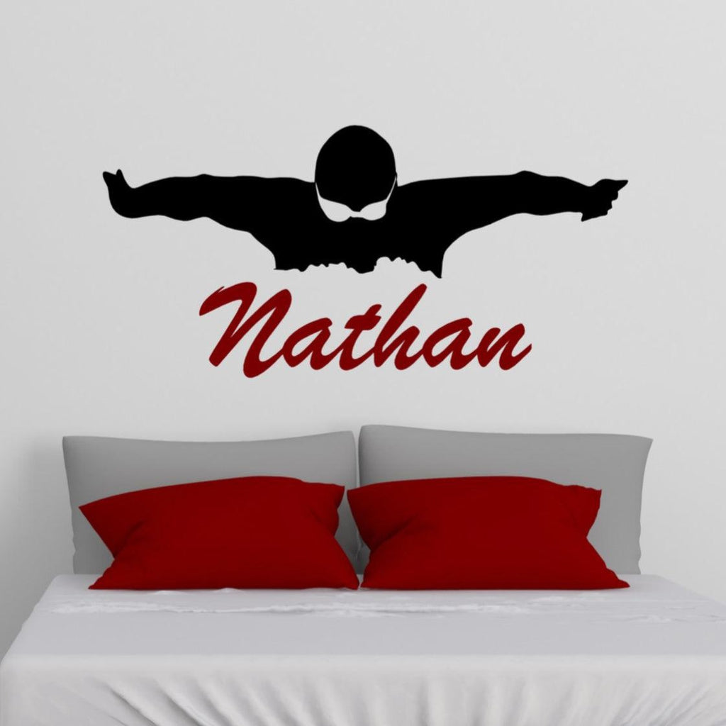 Custom Personalized Male Swimmer Sports Wall Vinyl Decal