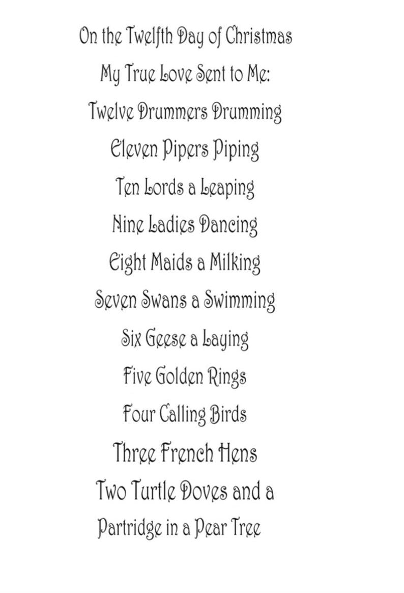 12 Days of Christmas Stair Riser Vinyl Decals Stickers