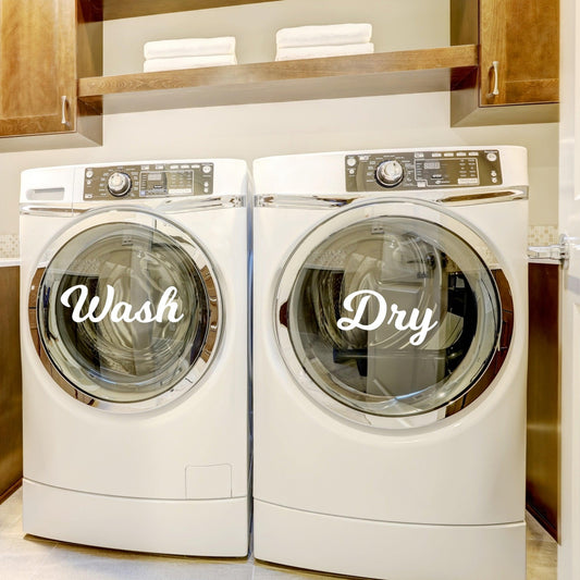 Farmhouse Style Washer Dryer Vinyl Decals - Retro Font