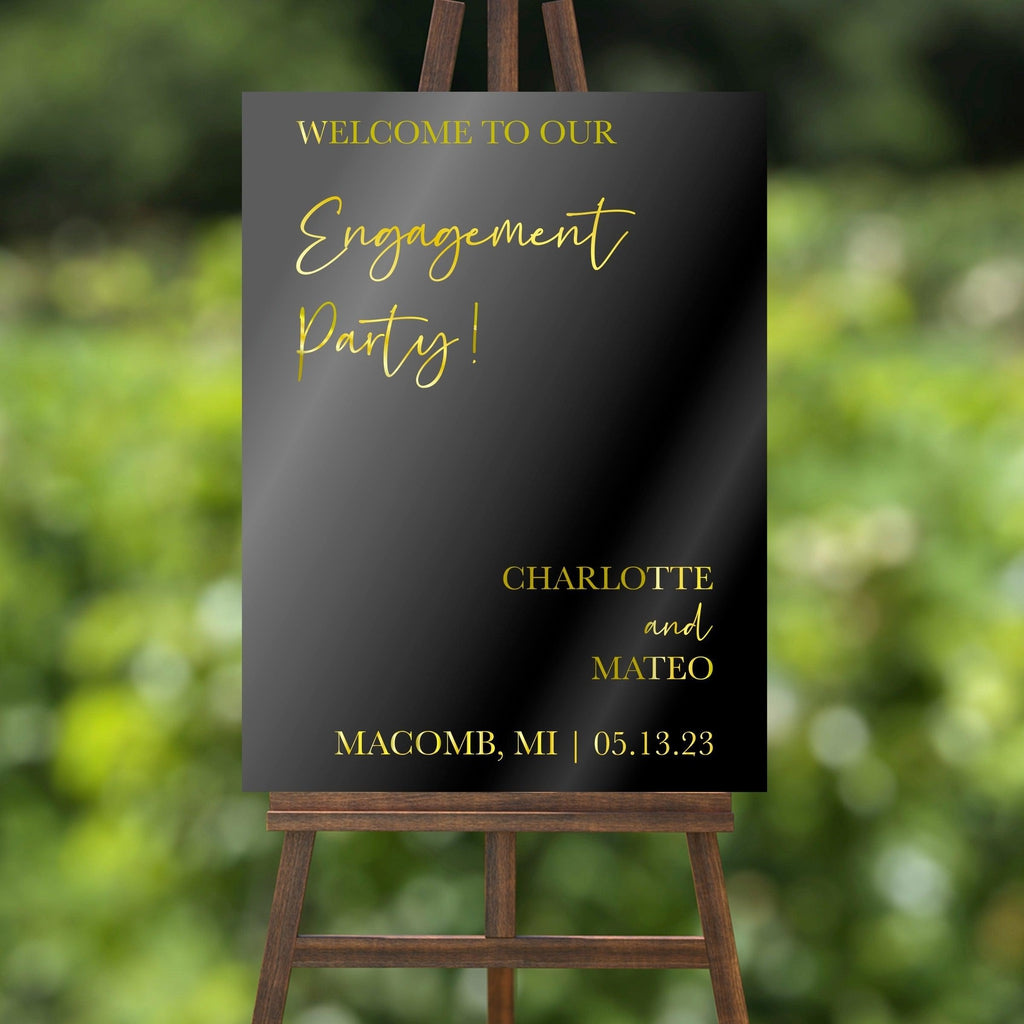 Engagement Party Sign Decal - Welcome to our Engagement - Modern Calligraphy - Vertical