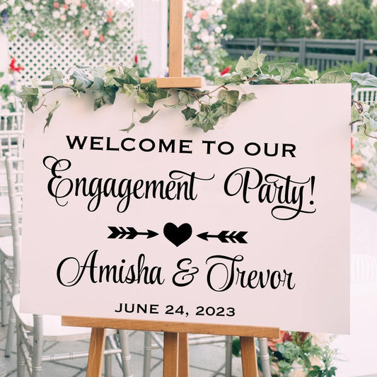 Engagement Party Decor - Welcome Sign Decal - Boho Rustic Theme – Horizontal