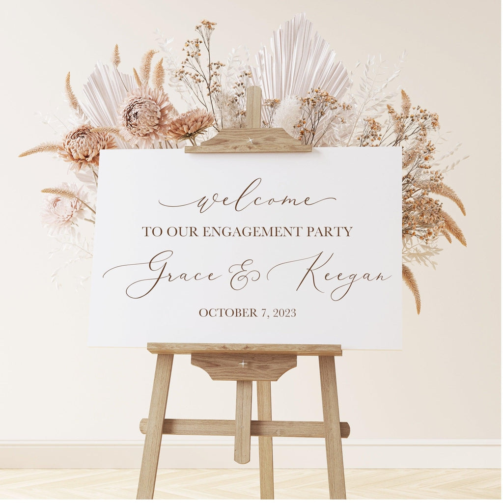 Personalized Engagement Party Decal - Elegant Party Decor - Horizontal