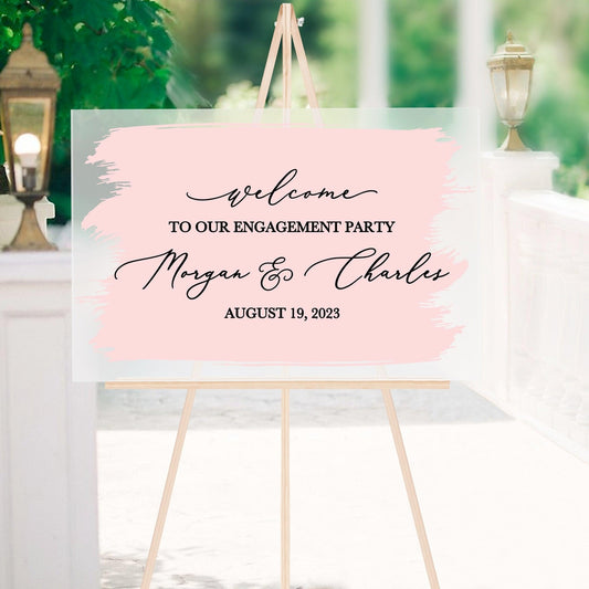 Personalized Engagement Party Decal - Elegant Party Decor - Horizontal