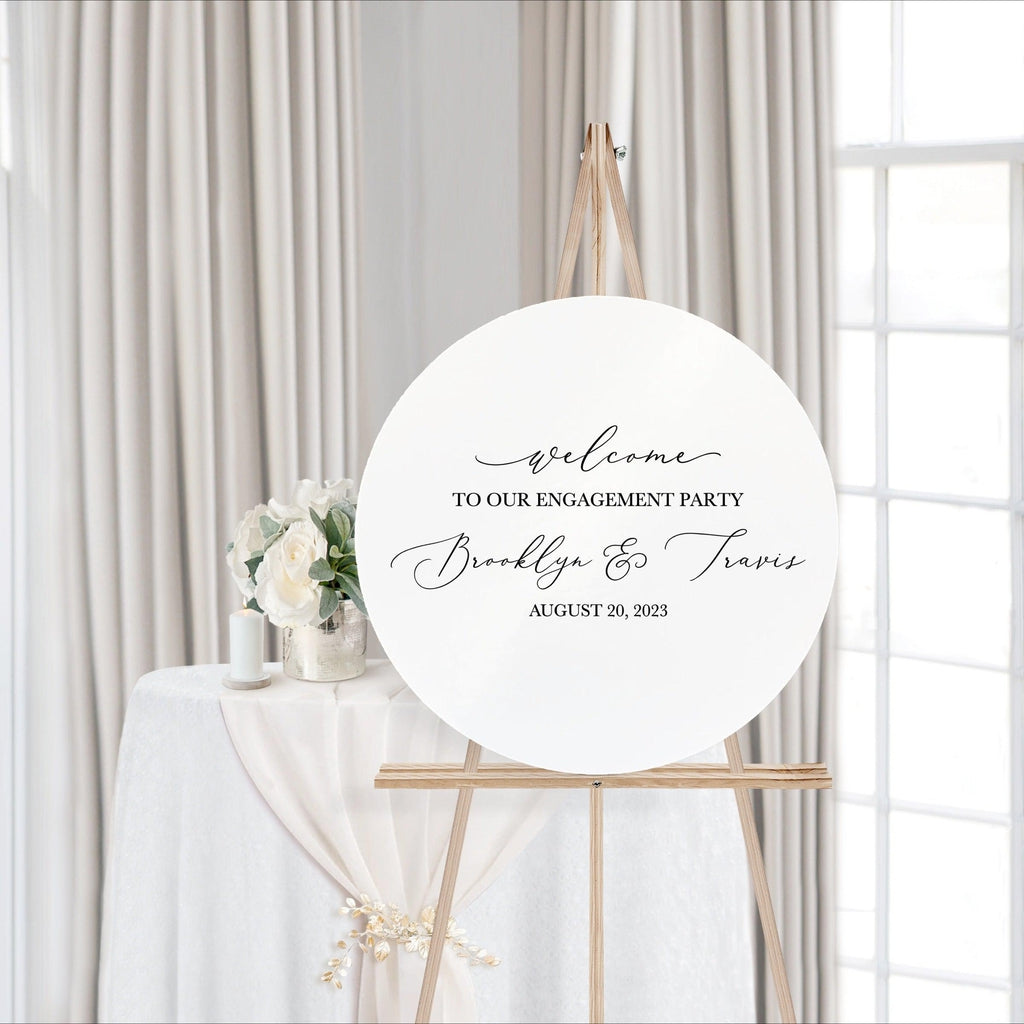 Personalized Engagement Party Decal - Elegant Party Decor - Horizontal