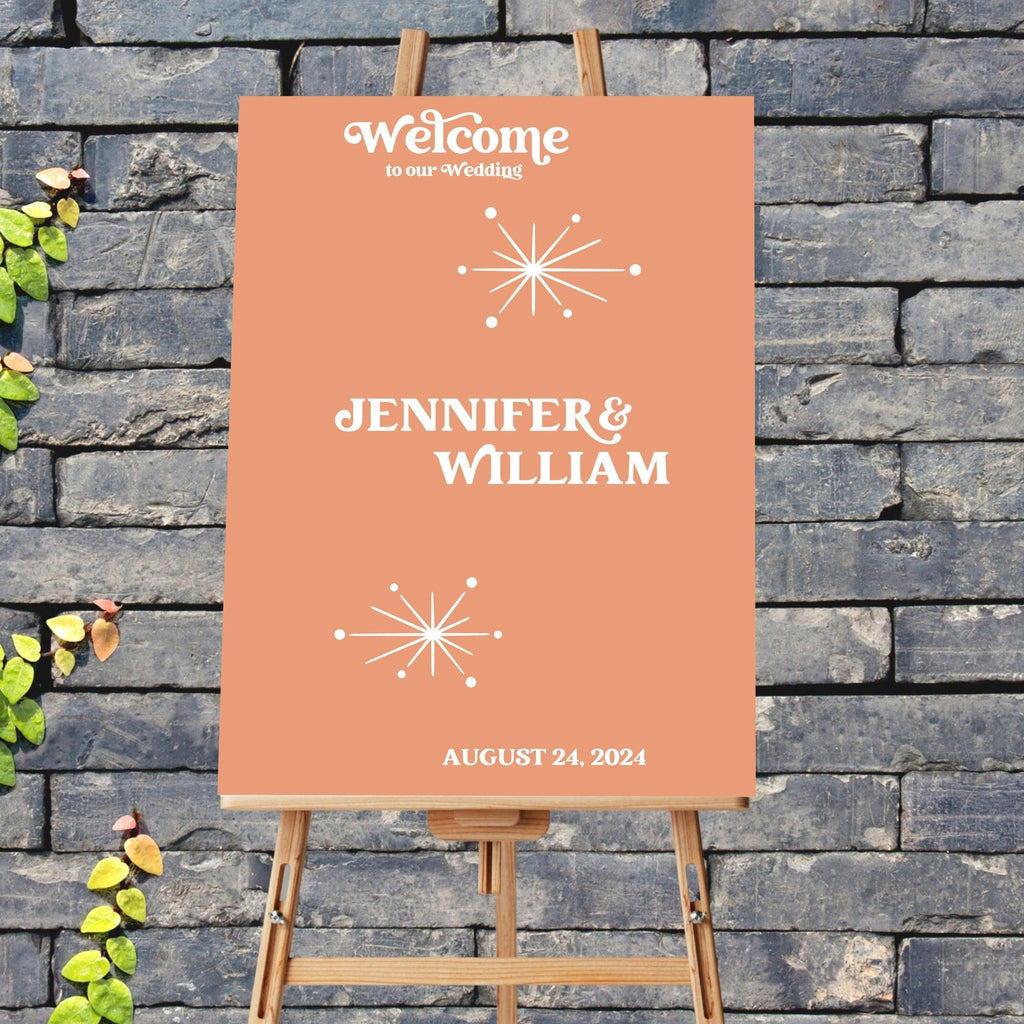Welcome to our Wedding Sign Decal - Retro Themed Wedding