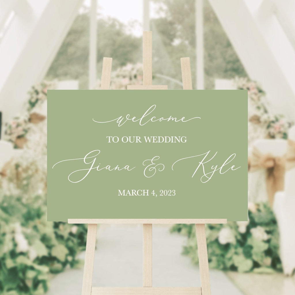 Welcome To Our Wedding Decal with Modern Calligraphy - Elegant Party Decor - Horizontal