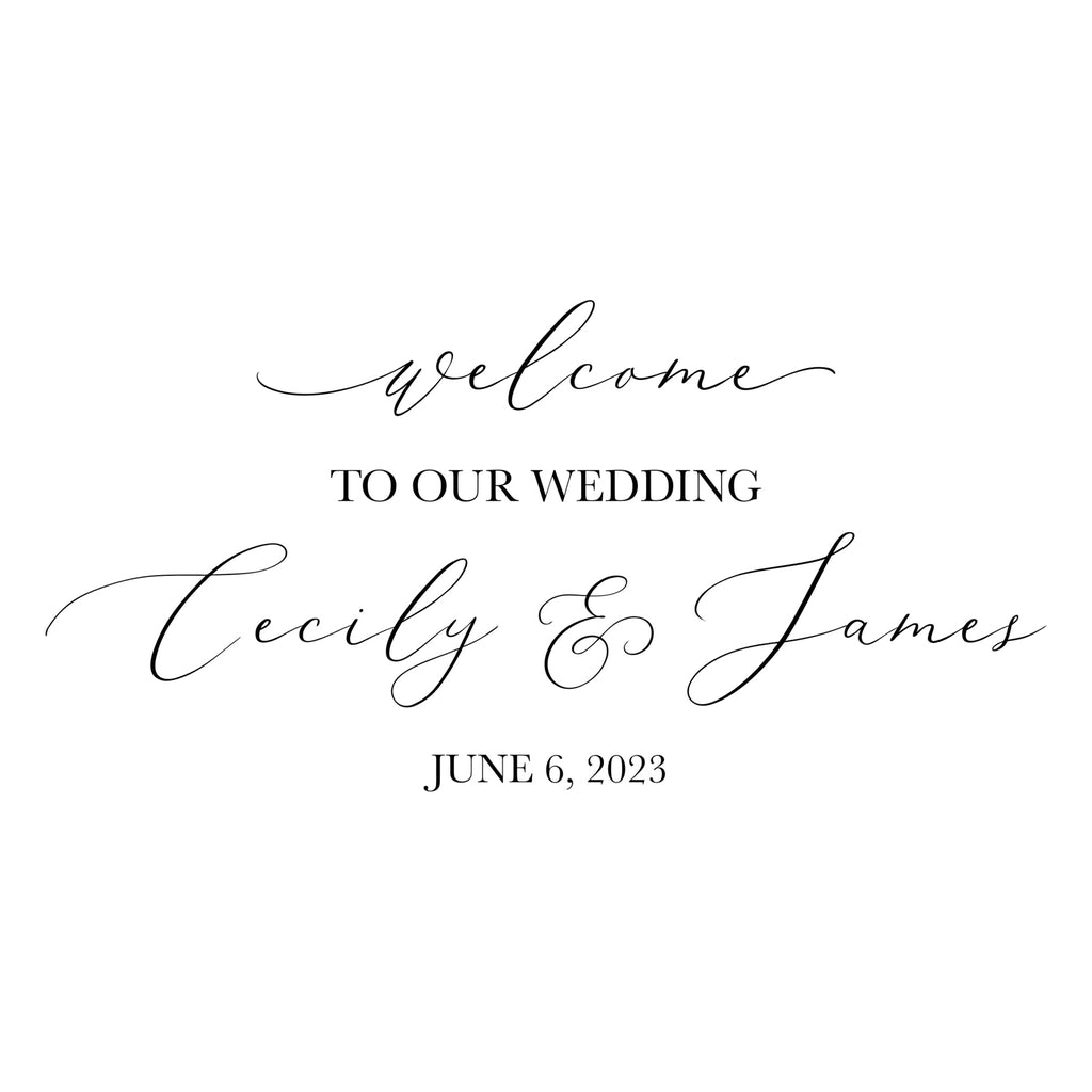 Welcome To Our Wedding Decal with Modern Calligraphy - Elegant Party Decor - Horizontal